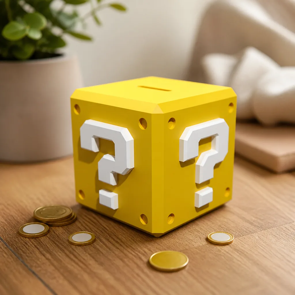 Alcancía Cubo Misterioso Inspirada en Super Mario