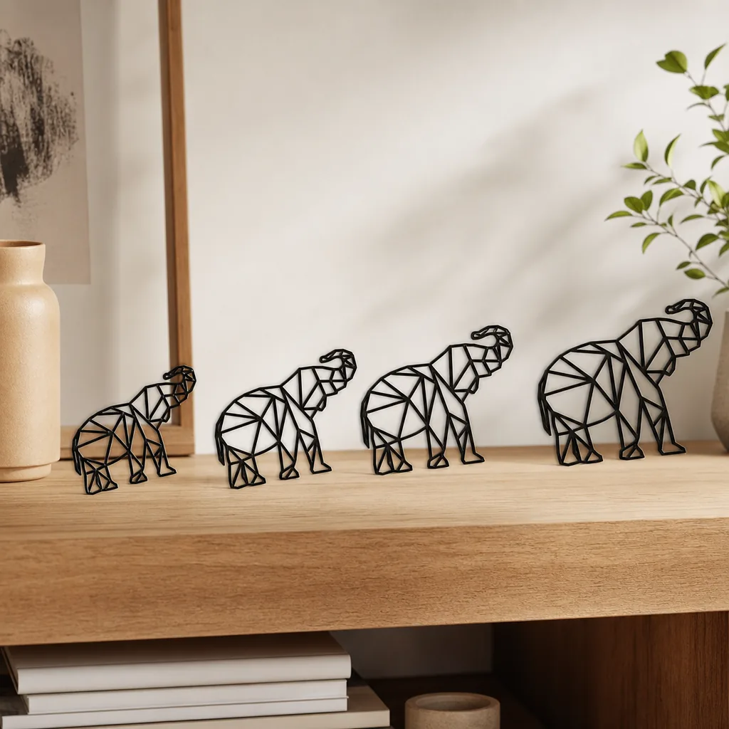 Kit de Elefantes Geométricos para Decoración Escalable